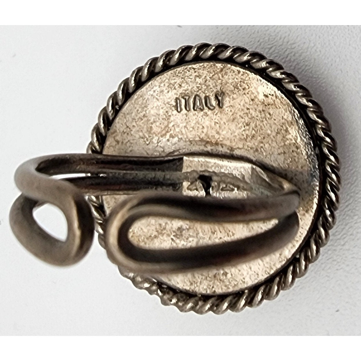 Vintage Italian Adjustable Ladies Ring Hand-Painted Scene Rope Border