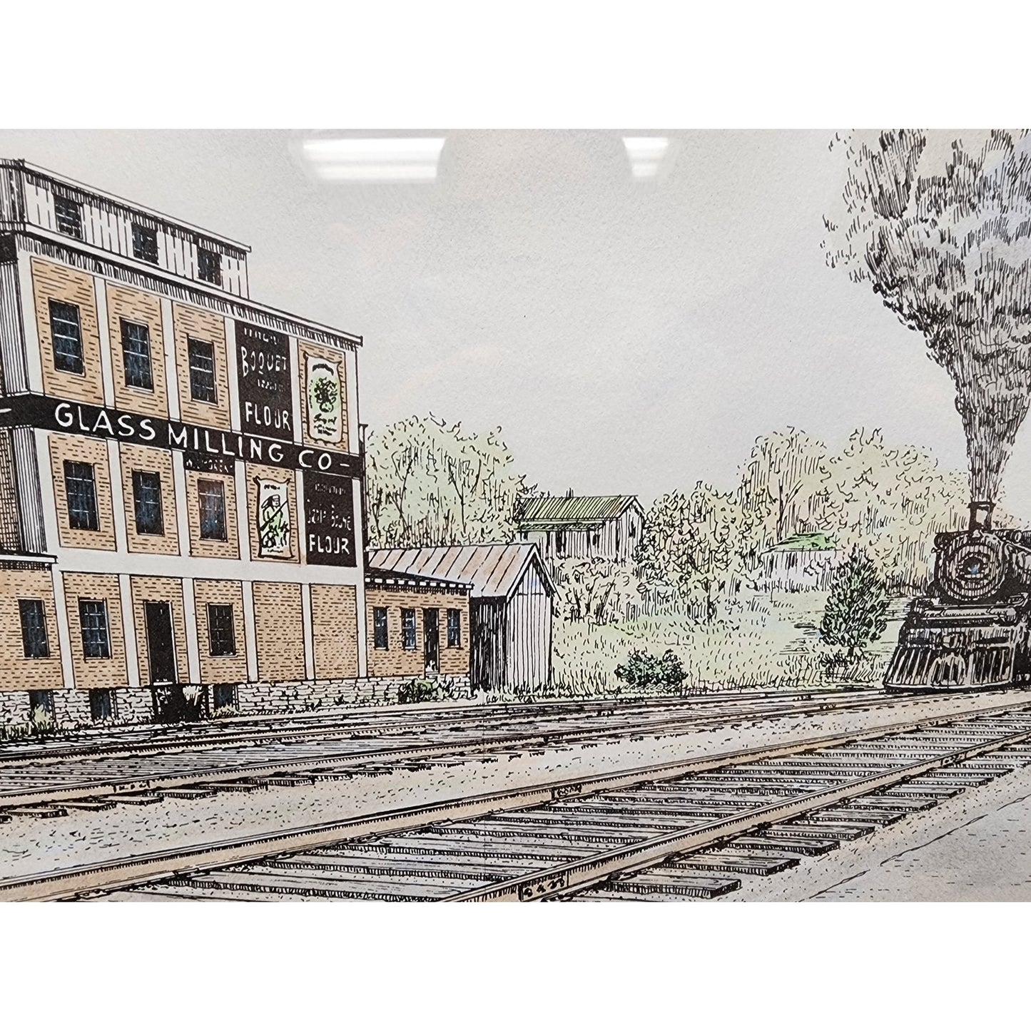 Howard Fain Signed Lithograph "On the Southern R.R. at Wilmore" Glass Framed VTG