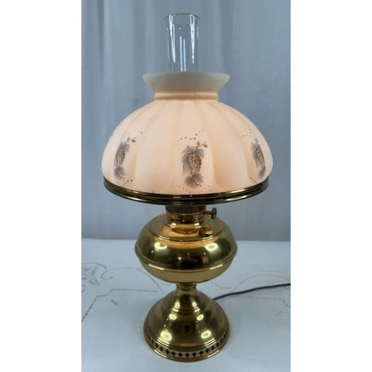 Aladdin Brass Table Lamp w/ Hand-Painted Milk Glass Shade – Model Works