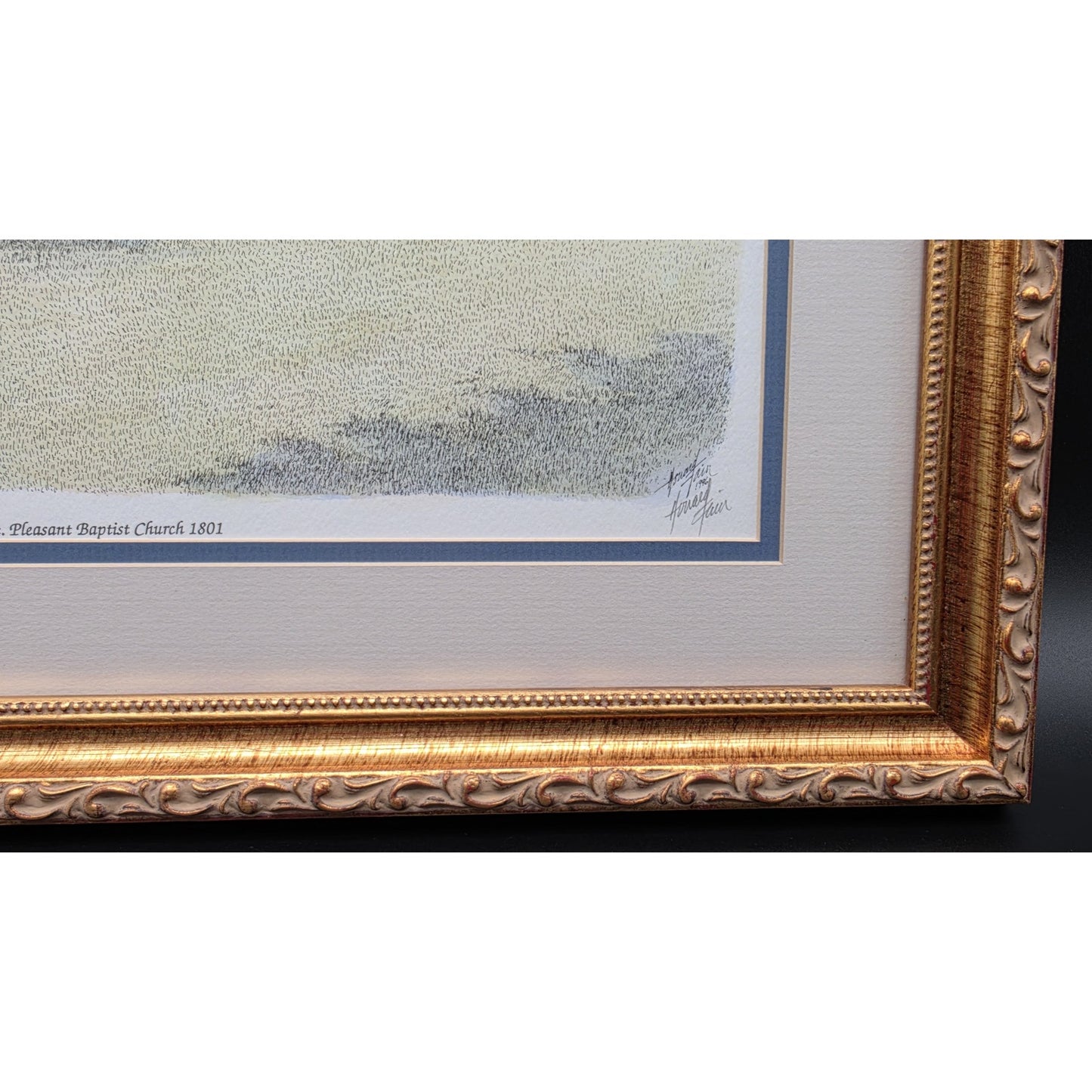 Howard Fain Signed Mt Pleasant Baptist Church 1801 Beautifully Framed Lithograph