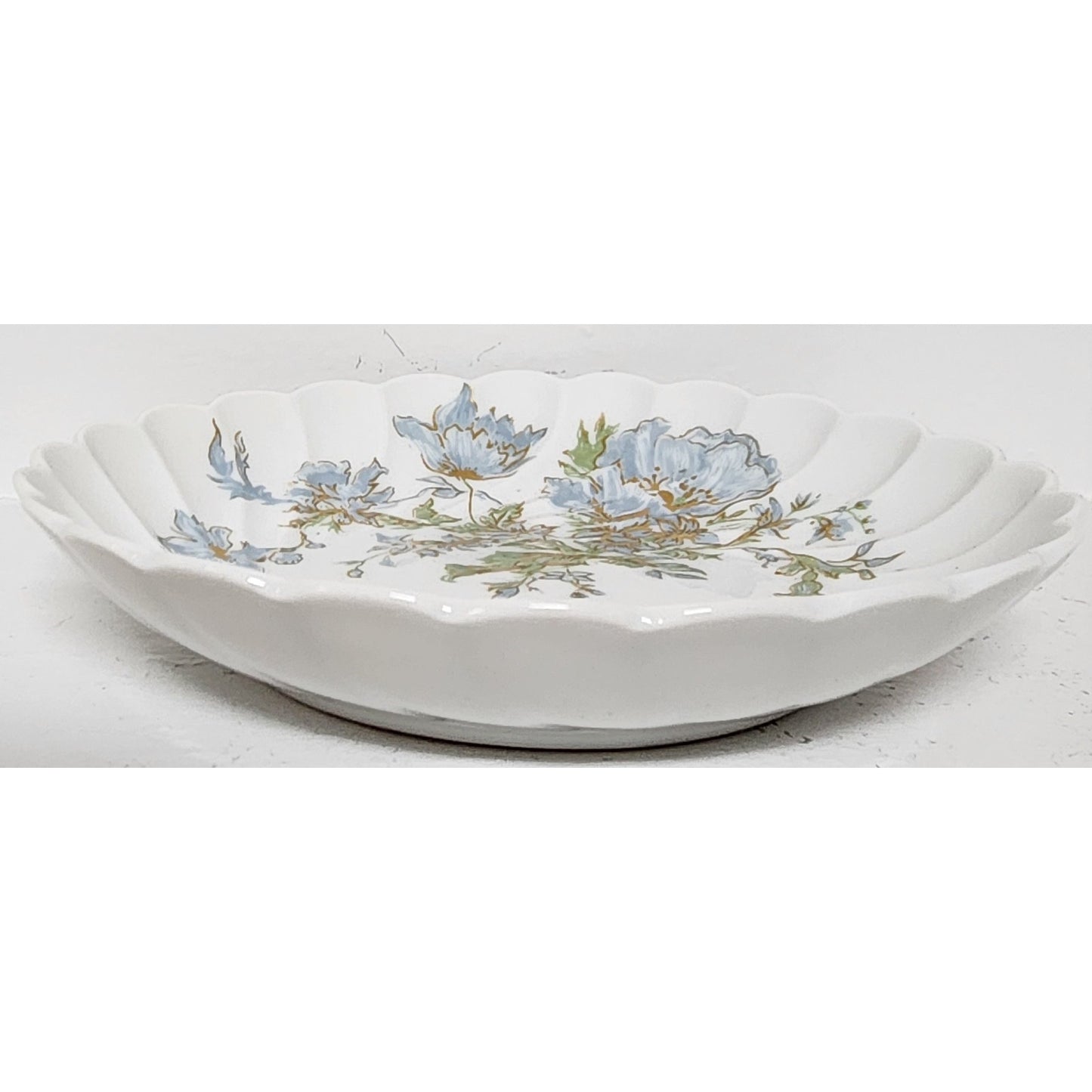 Haviland Limoges France 5" Porcelain Plate Blue Florals Gold Gilt Swirl Rim Vtg