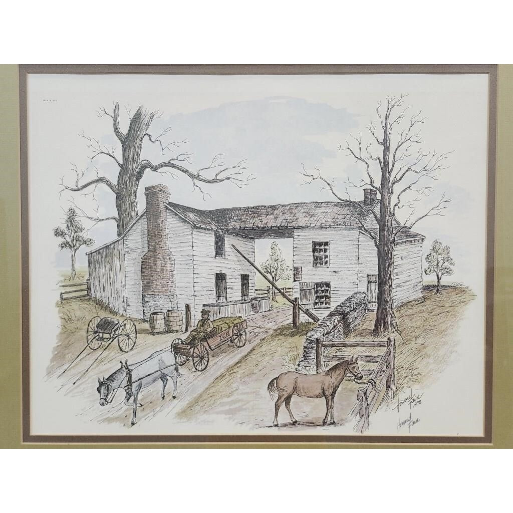 1972 Howard Fain Lithograph "The Tollgate House" Signed Framed Gold Ornate