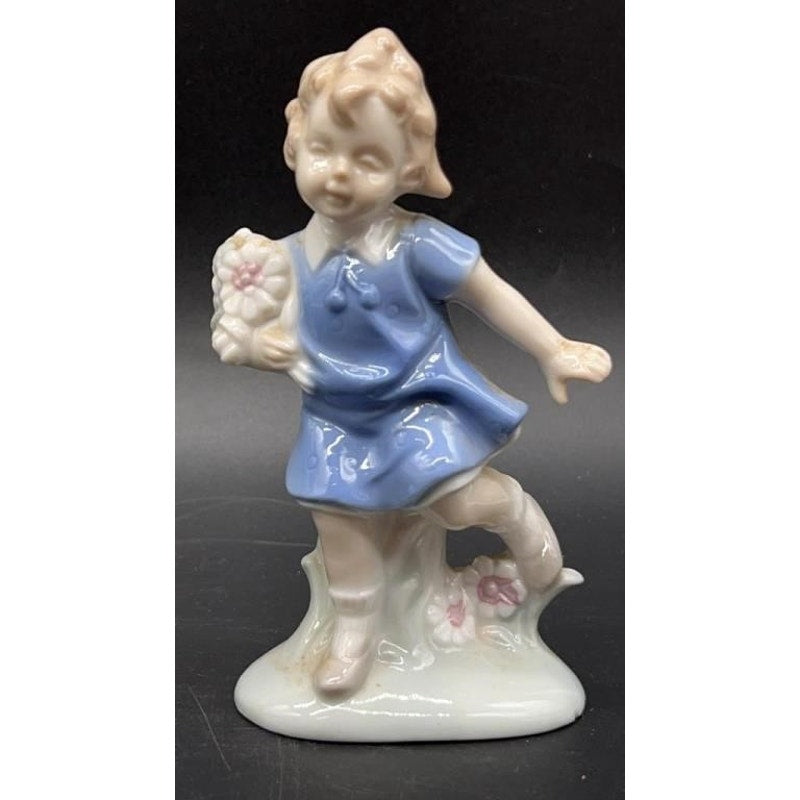 3 Vintage German Hand-Painted Ceramic Children Figurines 3.5×1×4.75″ Set