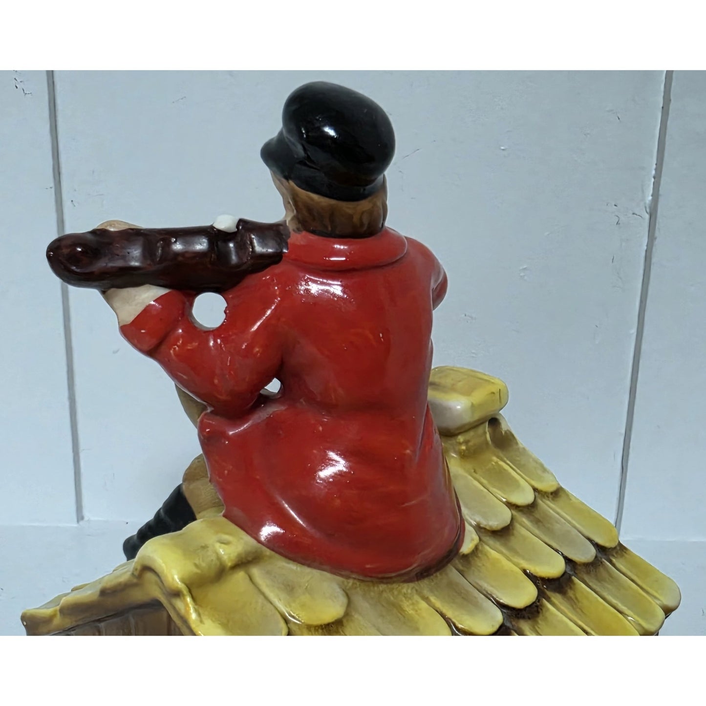 Vintage Fiddler on the Roof Handpaint Ceramic Music Box Rotating Sunrise Sunset