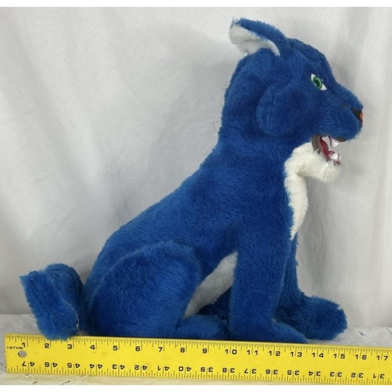 Vintage Rushton Co UK Wildcat Plush Doll Royal Blue White Fur 16.5" Univ KY
