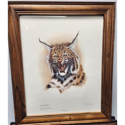 Jim Oliver Kentucky Wildcat Lithograph Signed, Embossed Framed Art