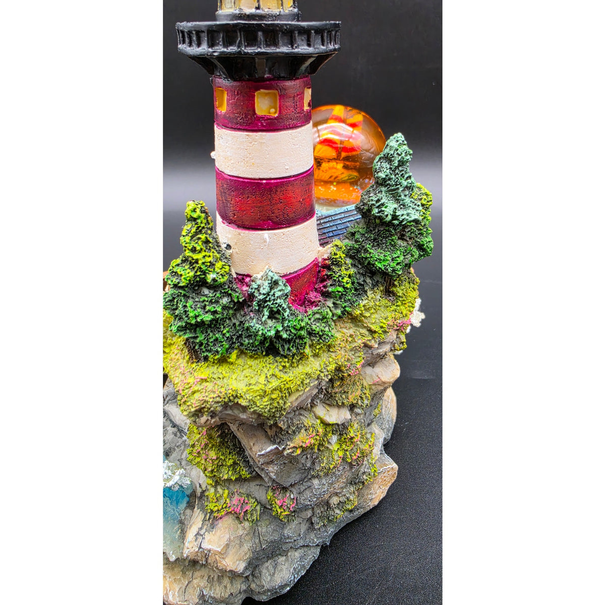 Vintage Light Up Musical Lighthouse Ocean Figurine Ship in Globe Lighted Statue