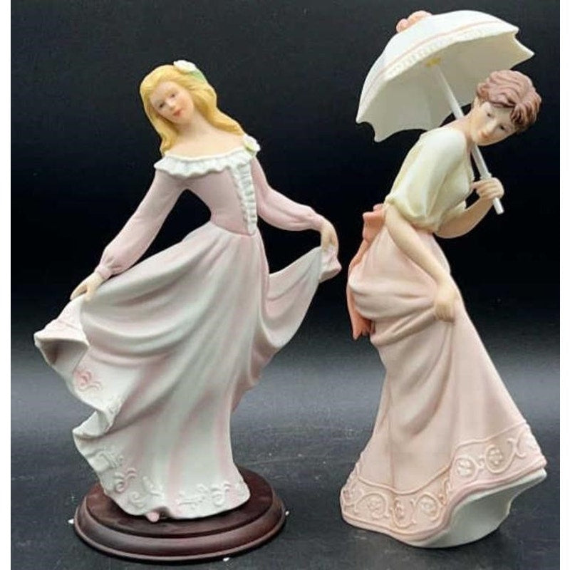 Home Interiors Porcelain Figurines Heather & Pearl w/ COA #88016-99 #14004-04
