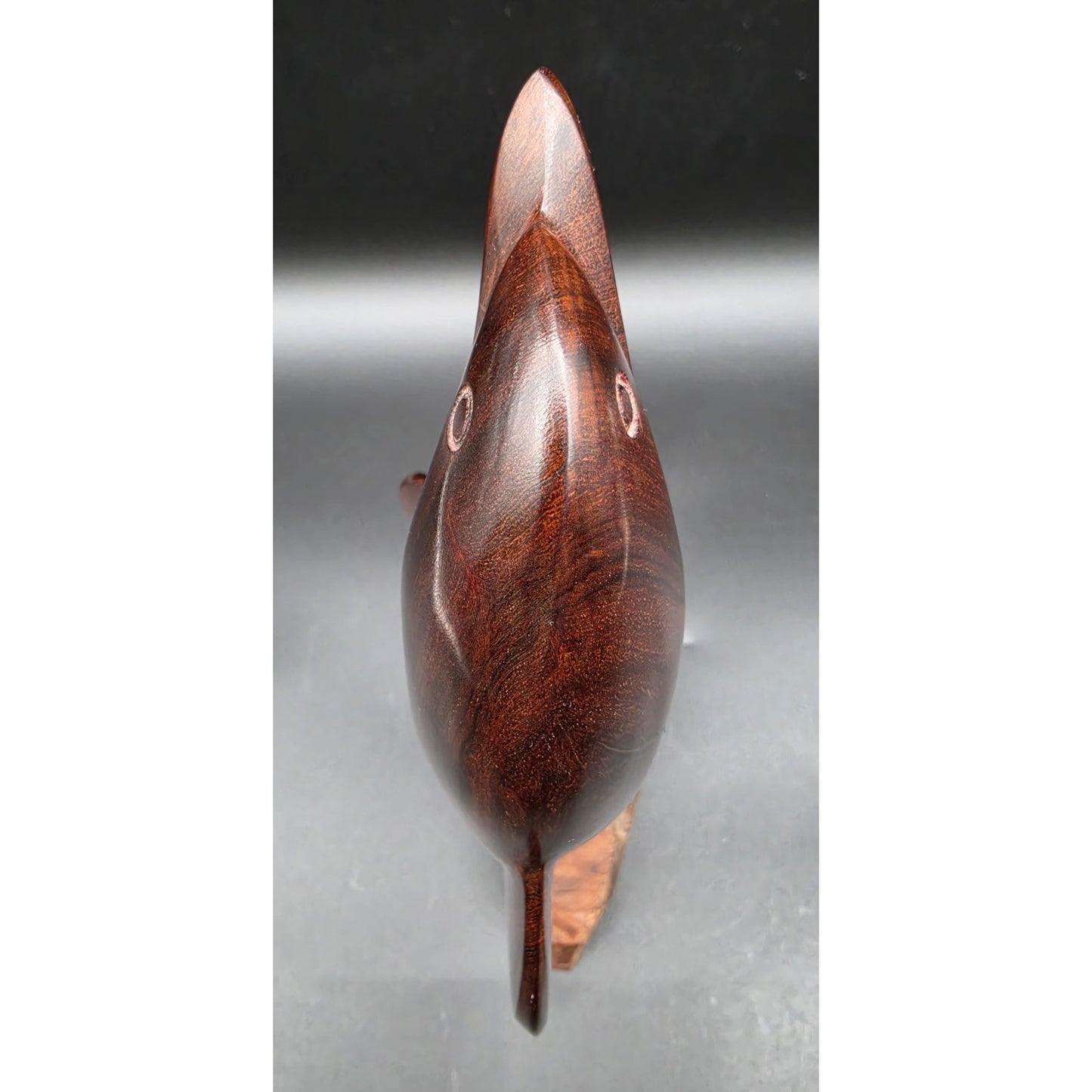 Vintage Hand‑Carved Hardwood Dolphin Statue 13.5" Polished One‑Piece Art