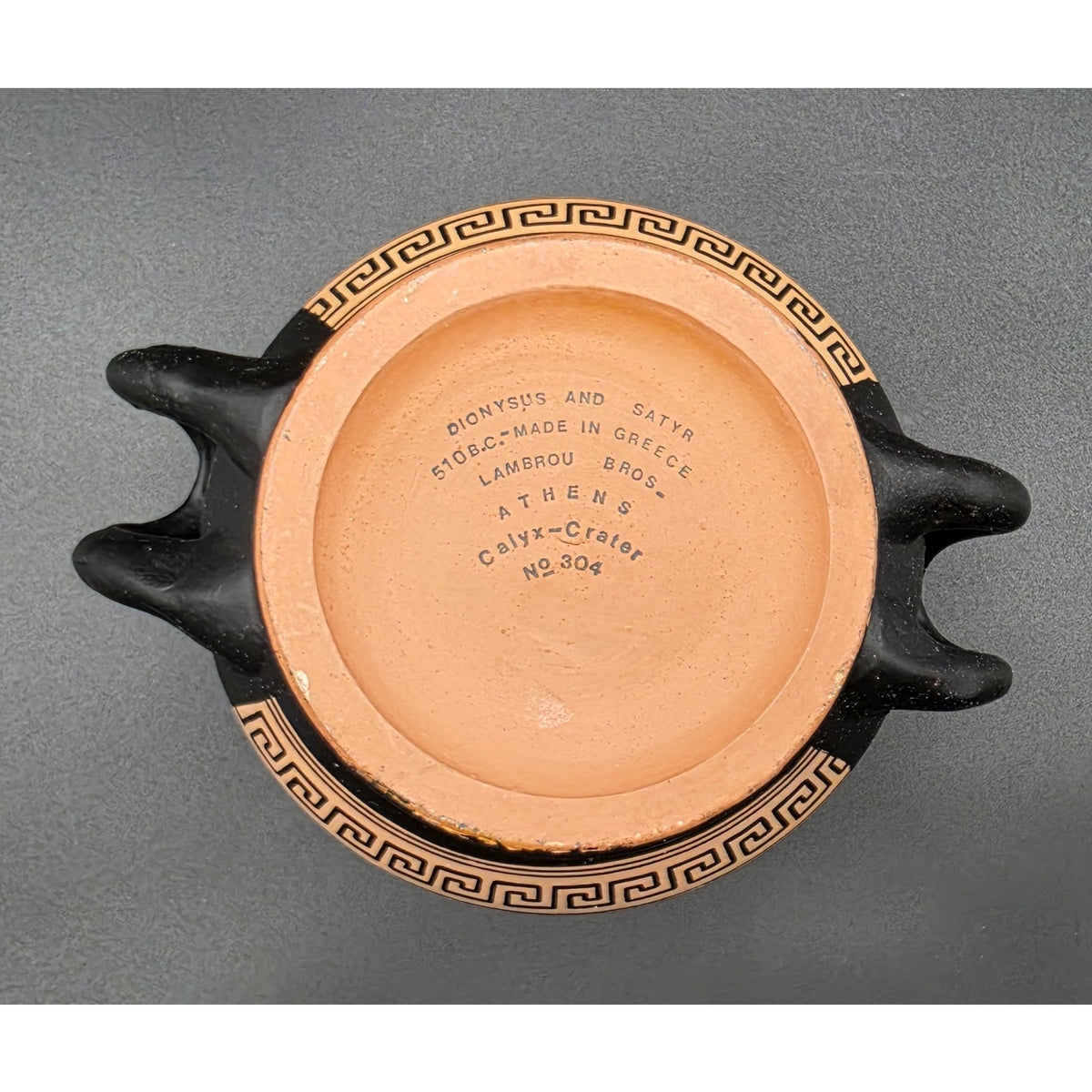 Vintage Greek Vase Dionysus Satyr Athens Pottery Calyx-Krater Lambrou Bros 7.25"