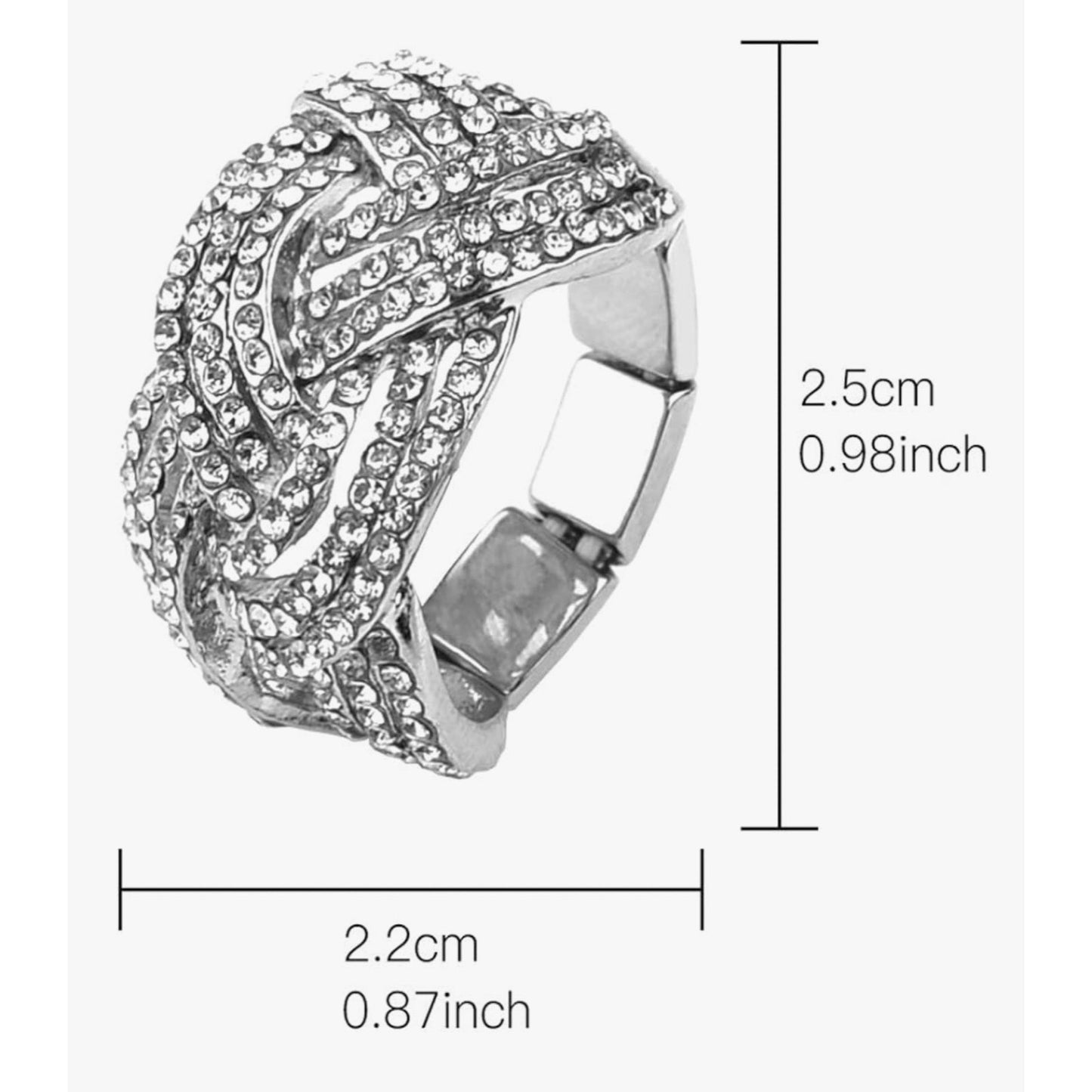 Nicole Miller New York Silvertone Twisted Stretch Clear Crystal Rhinestones Ring