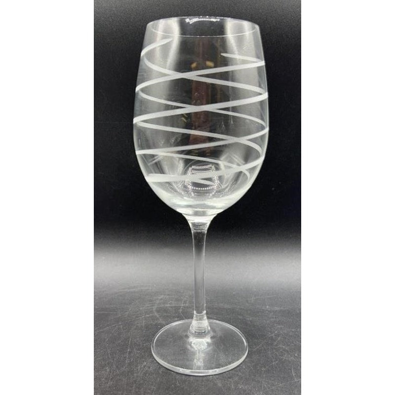 Mikasa Cheers White Wine Glasses Set of 4 8.75" Etched Dots Lines Swirls Stripes