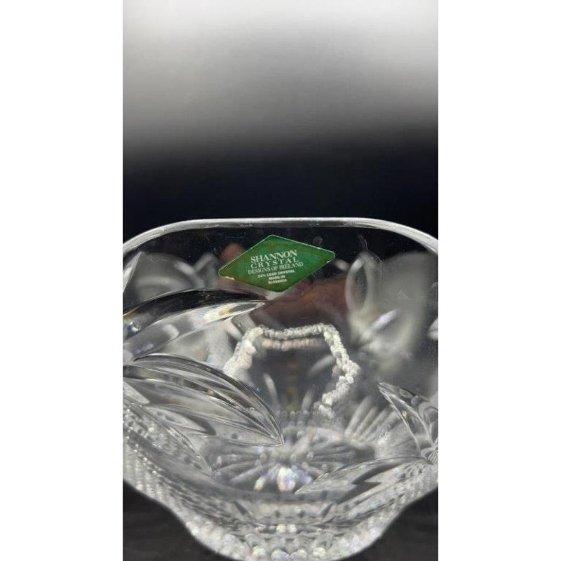 Shannon Crystal by Godinger Palm Tree Large Centerpiece Bowl 10.5" ScallopedEdge