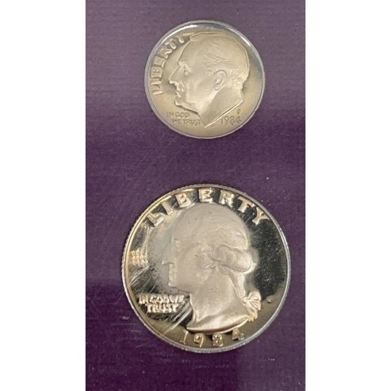 1984 S US Mint Proof Set 5 Coins Original Box & COA Kennedy Half Dollar