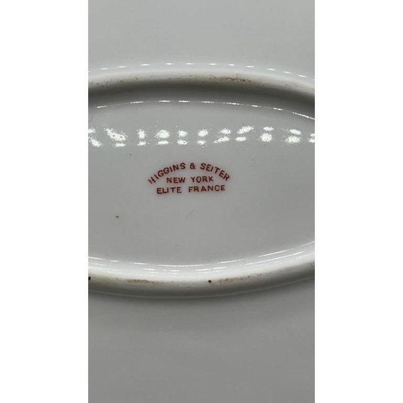Antique Higgins & Seiter Elite France Porcelain Platter 16" Floral Gold Trim