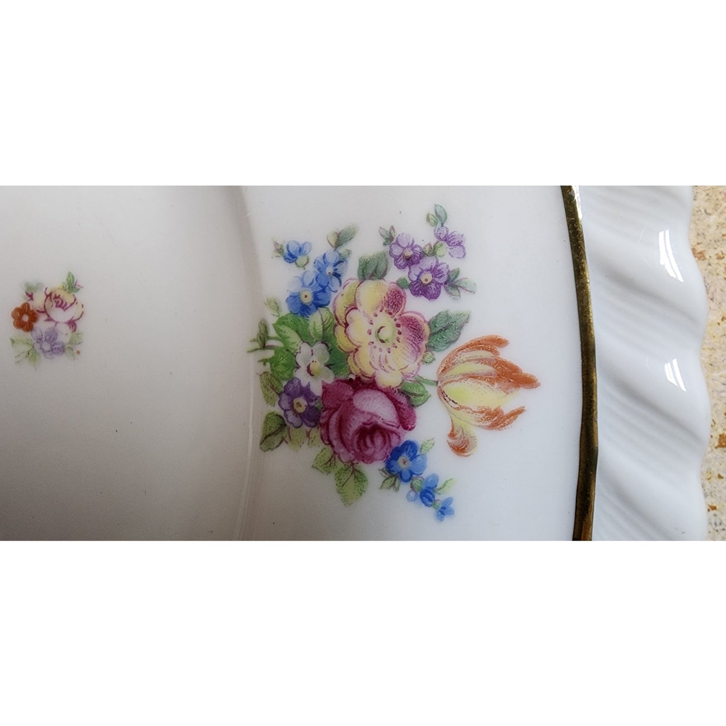 Vtg Franconia Krautheim Selb Bavaria Gretchen 24pc Floral Set Gold Scalloped