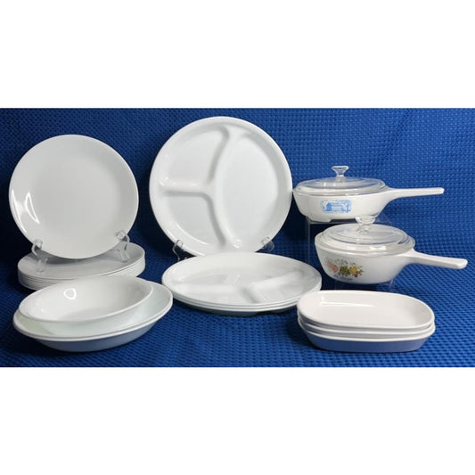 21 Pc Vintage CorningWare Lot – Browning Skillet, La Sauge, Plates, Bowls + More