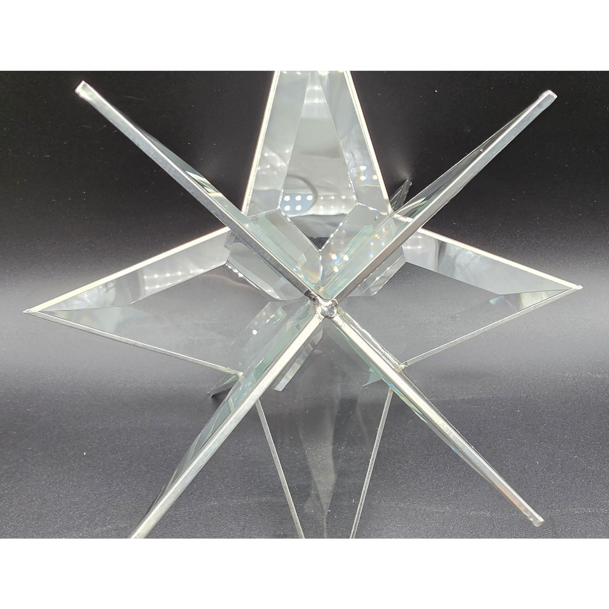 Vintage Artique Lexington Beveled Jade Glass 3D Moravian Star Suncatcher Boxed