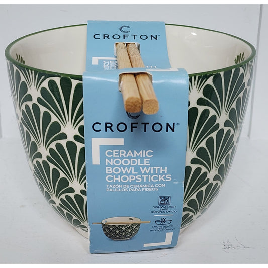 Vintage Crofton Stoneware Noodle Bowl w/ Chopsticks 5.3" Dia Microwave Safe -New
