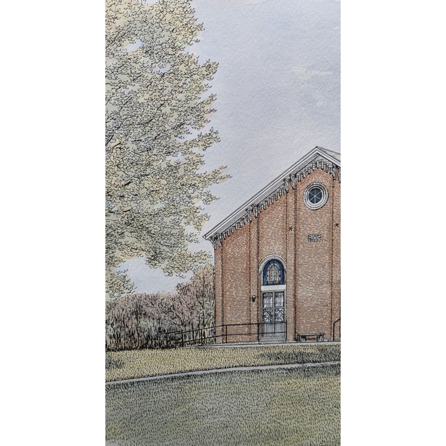 Howard Fain Signed Mt Pleasant Baptist Church 1801 Beautifully Framed Lithograph