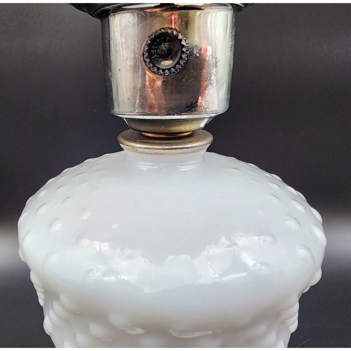 Vintage Hobnail Milk Glass Parlor Lamp Marble Base 20" Working LED Bulb