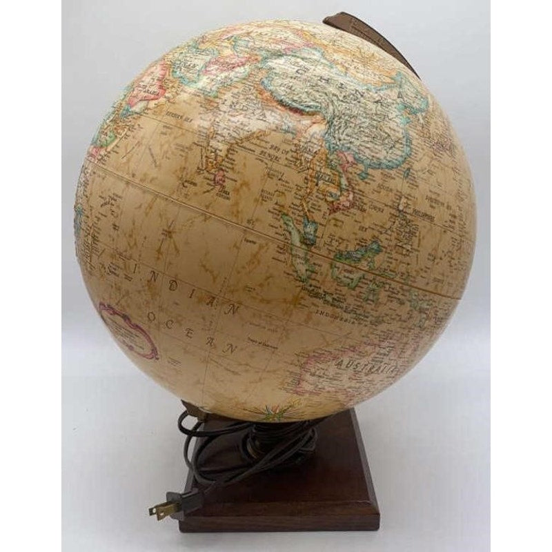 Replogle World Premiere 12" Illuminated Globe Vintage Wood Base LED Tested