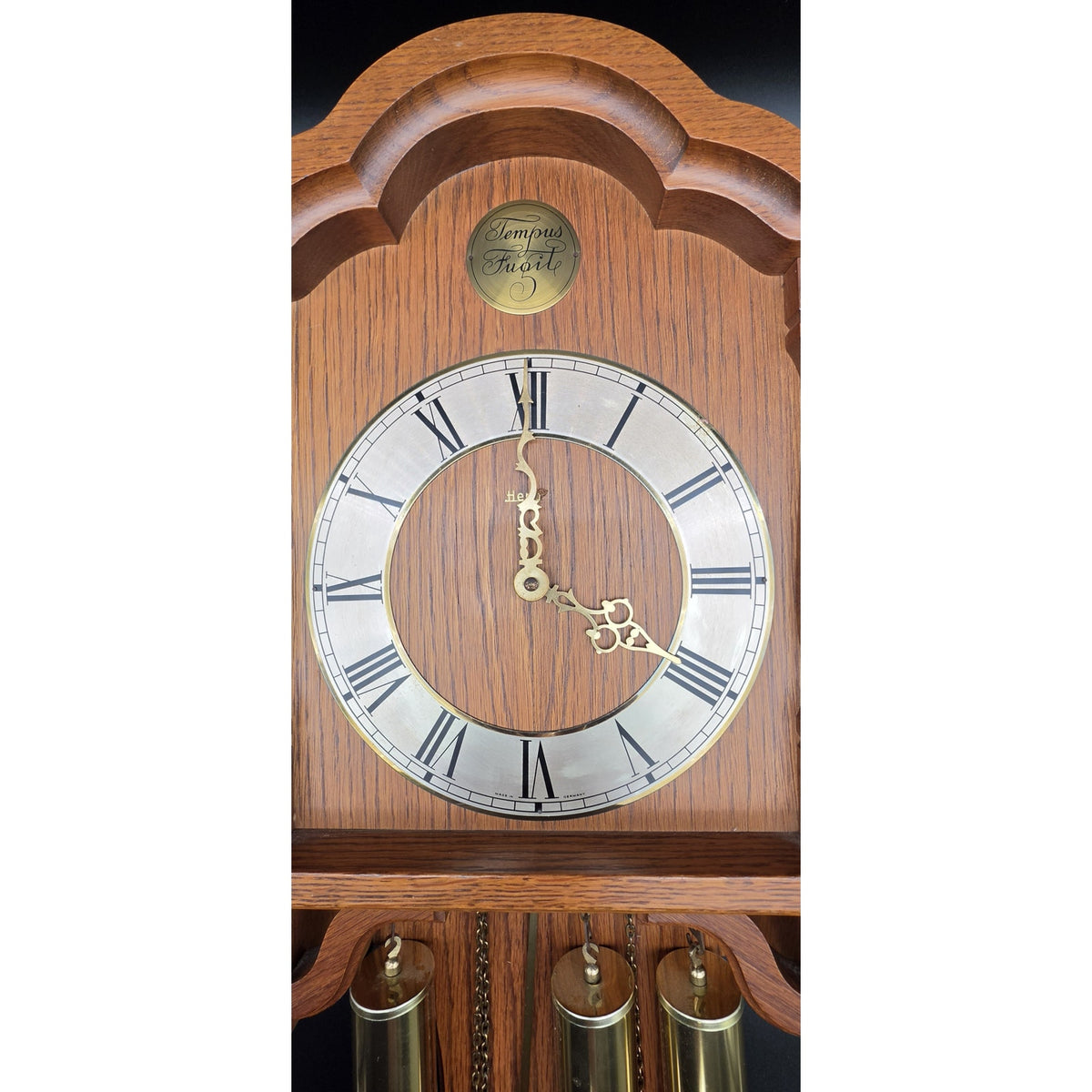 Vintage Tempus Fugit Wall (Time Flies) Clock Wood 31.5" Germany Pendulum Weights