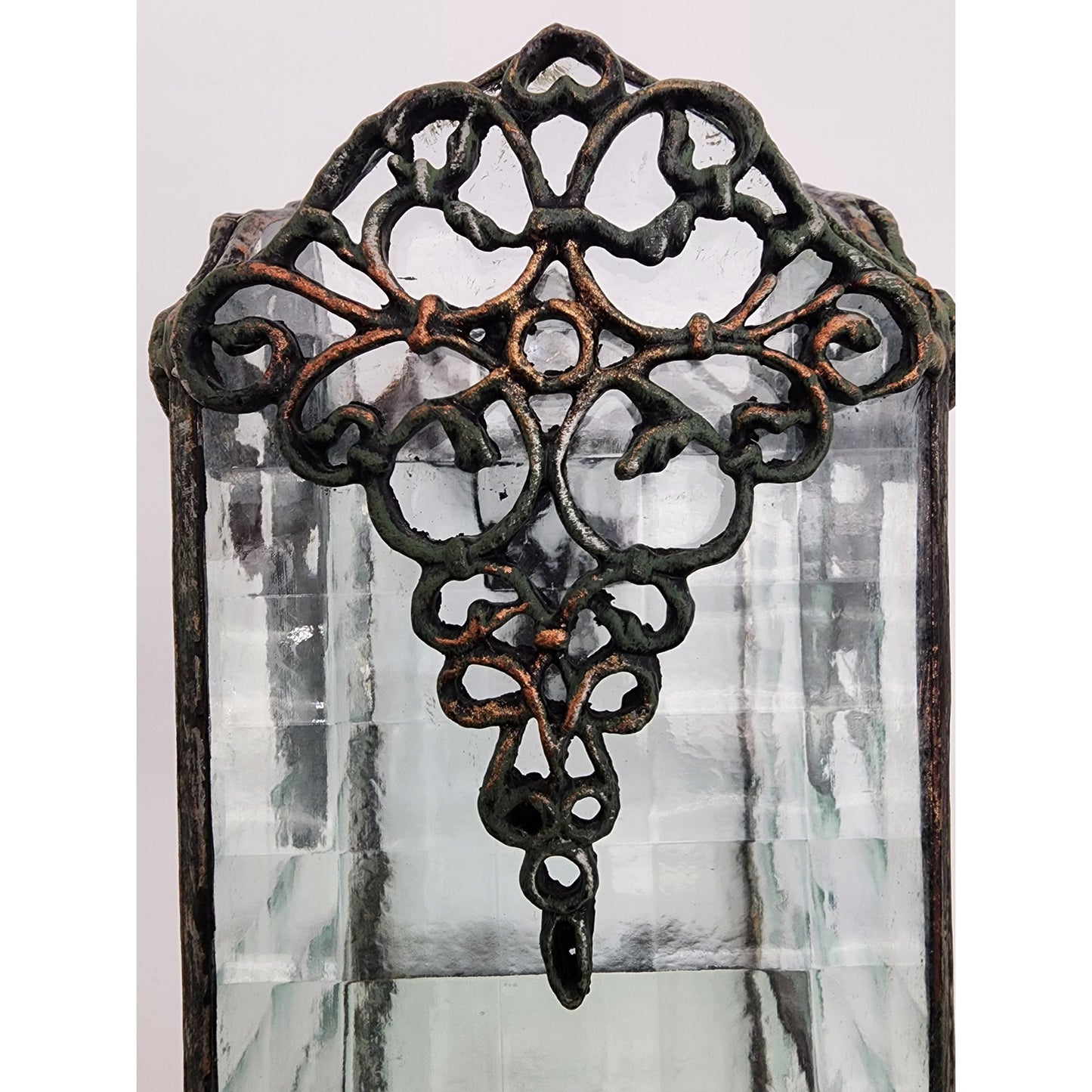 Vintage Brass & Textured Glass Votive Candle Holder w/ Mirrored Base – 6.5" Tall