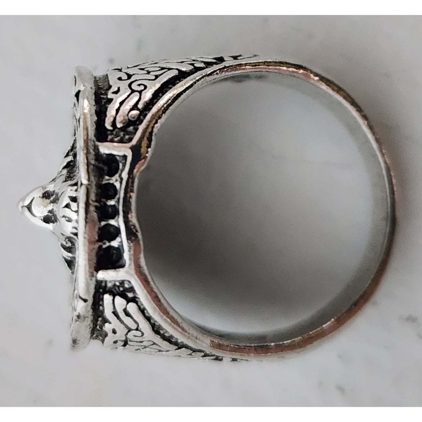 Tribal Engraved Design Bold Statement Band Stainless Steel Ring Size 7.5