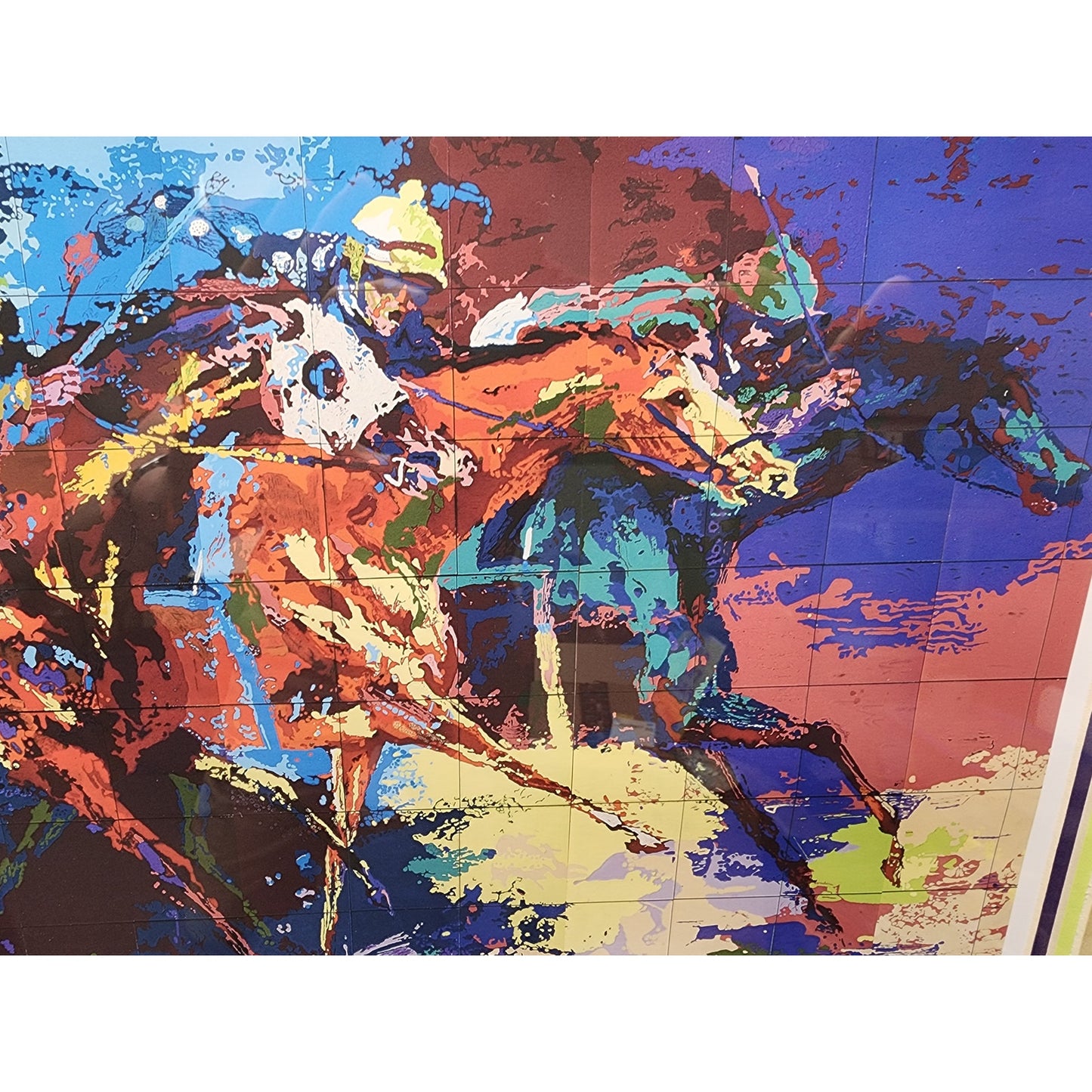 Leroy Neiman Flat Racing Giclée Print 91/250 Framed Horse Race Art 28x18