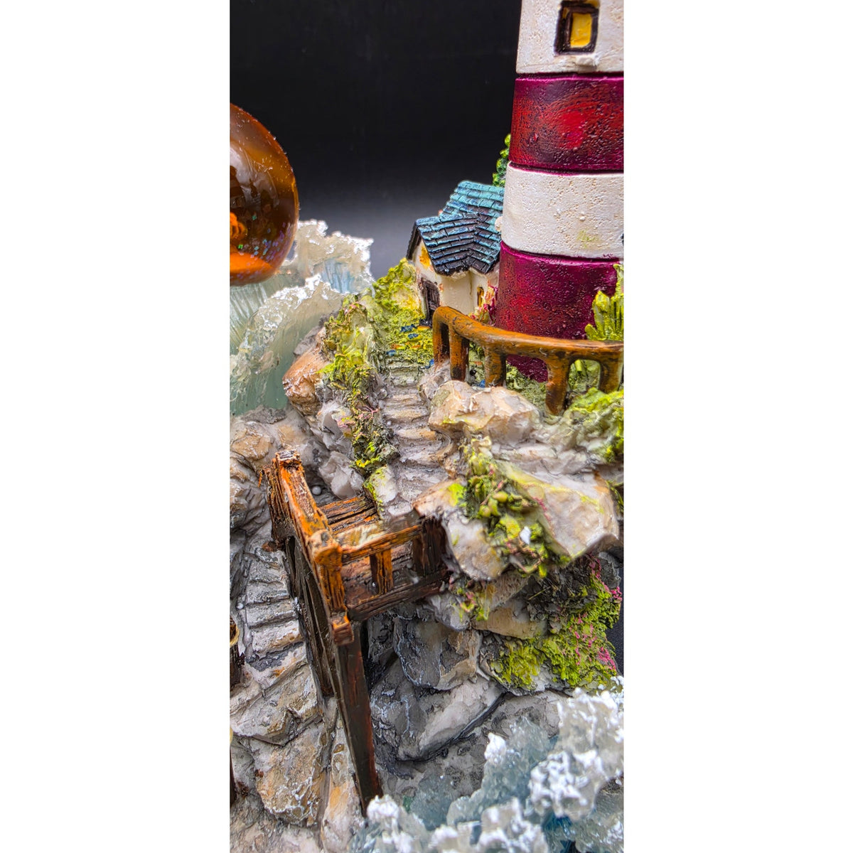 Vintage Light Up Musical Lighthouse Ocean Figurine Ship in Globe Lighted Statue