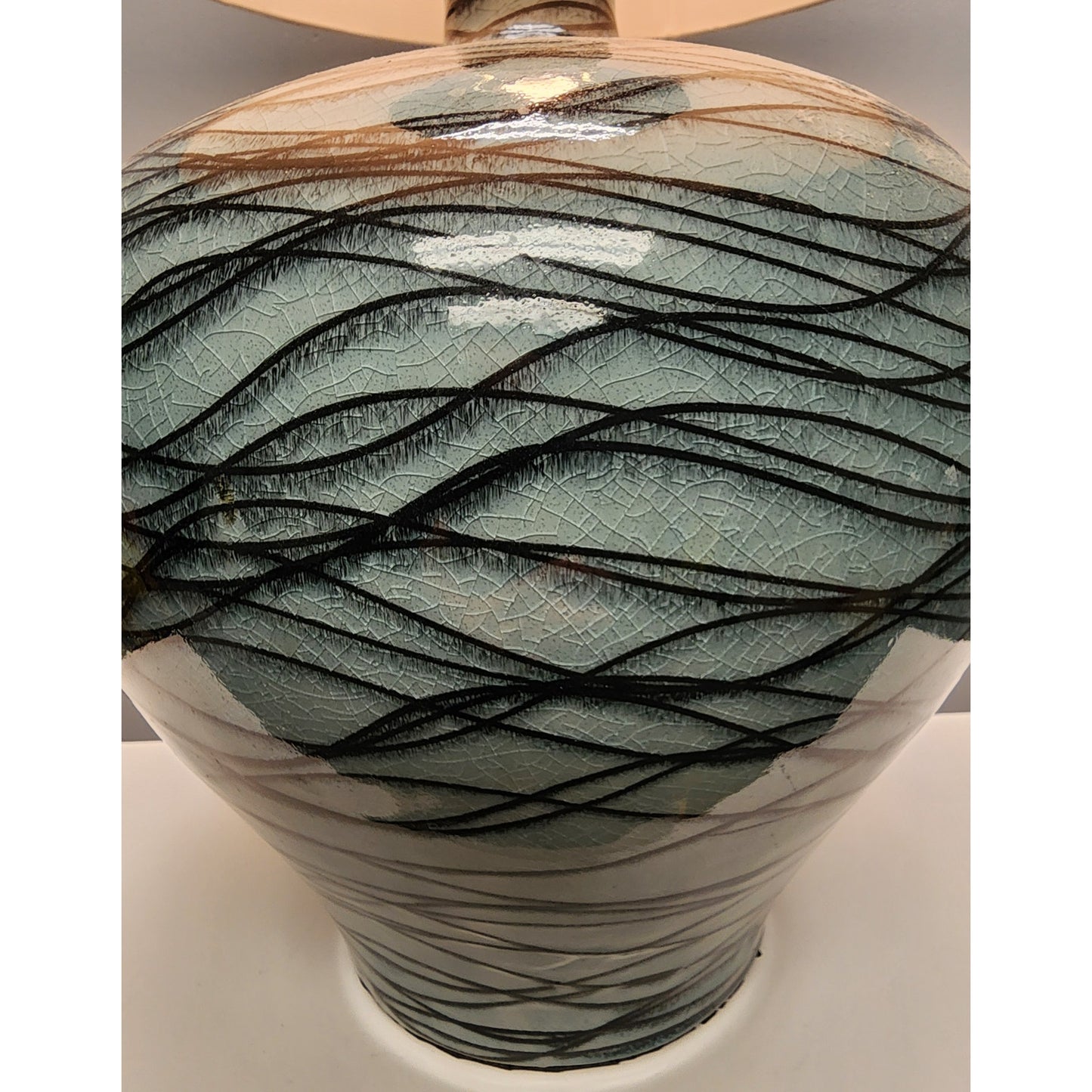 Pacific Coast Lighting Ceramic Wave Pattern Table Lamp 30" Aqua/Black/White