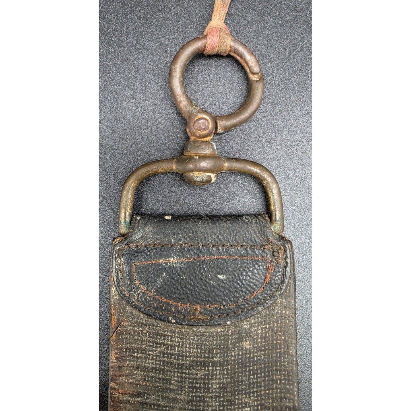 Vintage Illinois Barber Razor Strop 6534 Two‑Sided Leather w/ Brass Ring