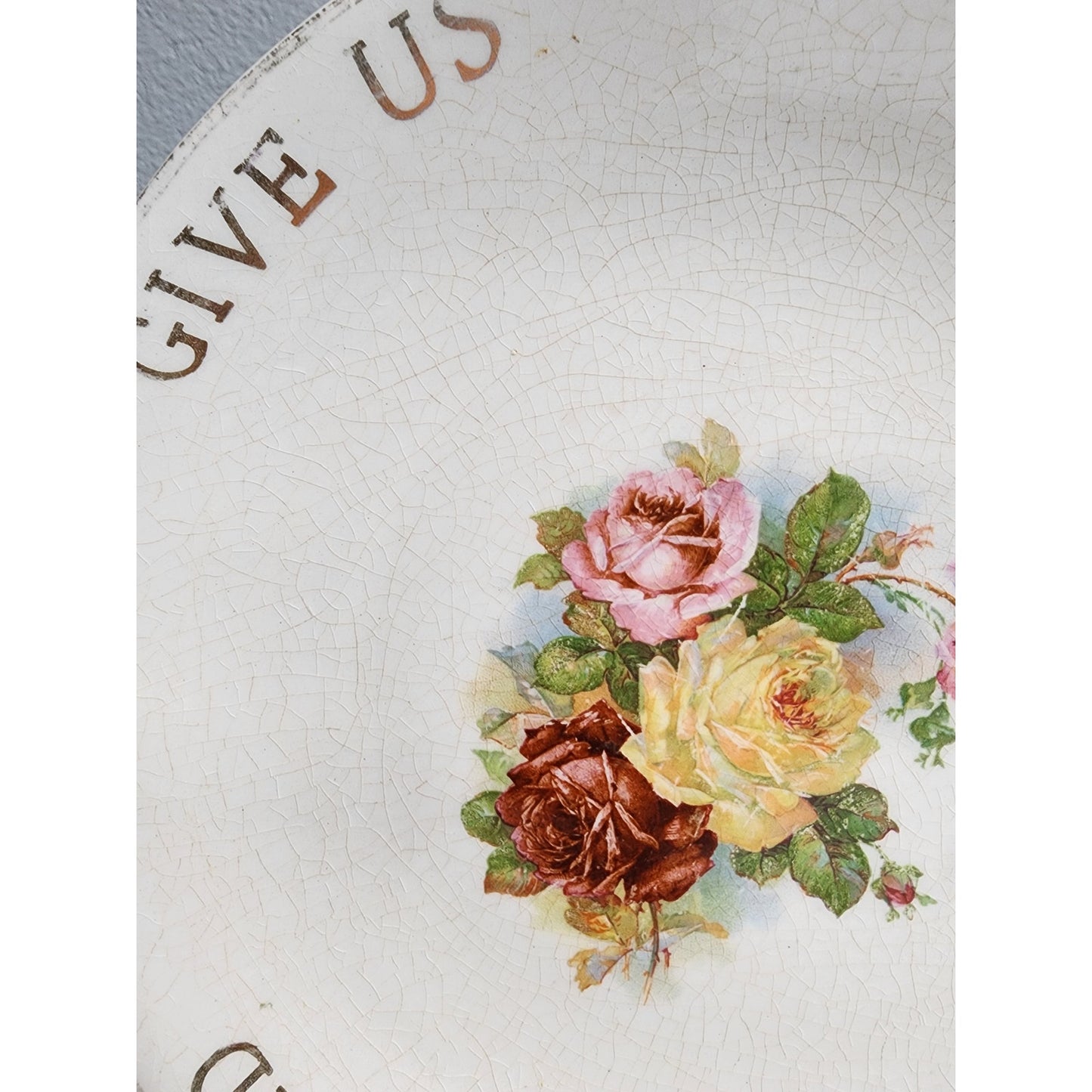 D & W Millard Pottery Lord’s Prayer Plate 9.25" Gold Script Hand Painted Vintage