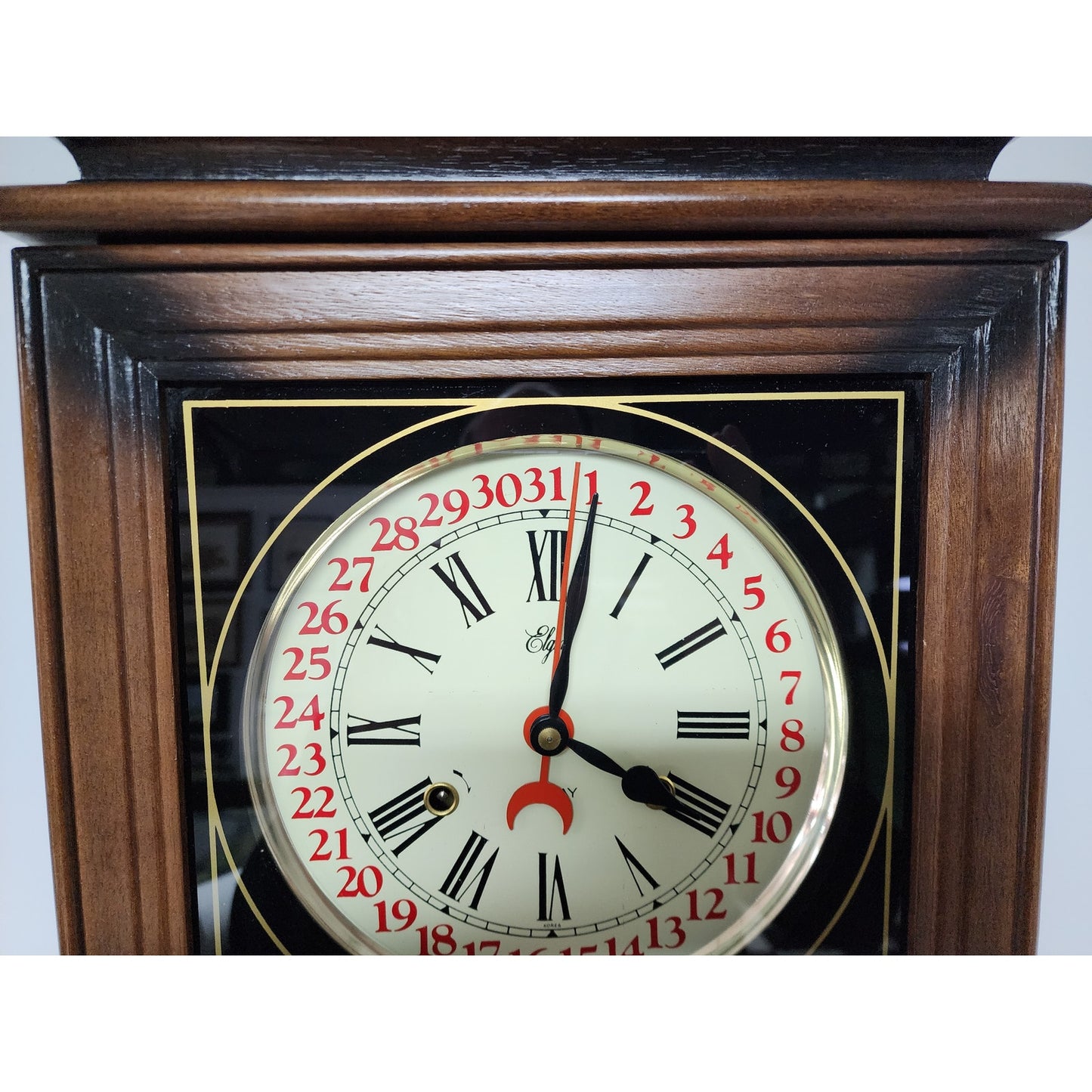 Vintage Elgin Regulator 31 Day Clock Wood Case Brass Pendulum Chimes w/ Key
