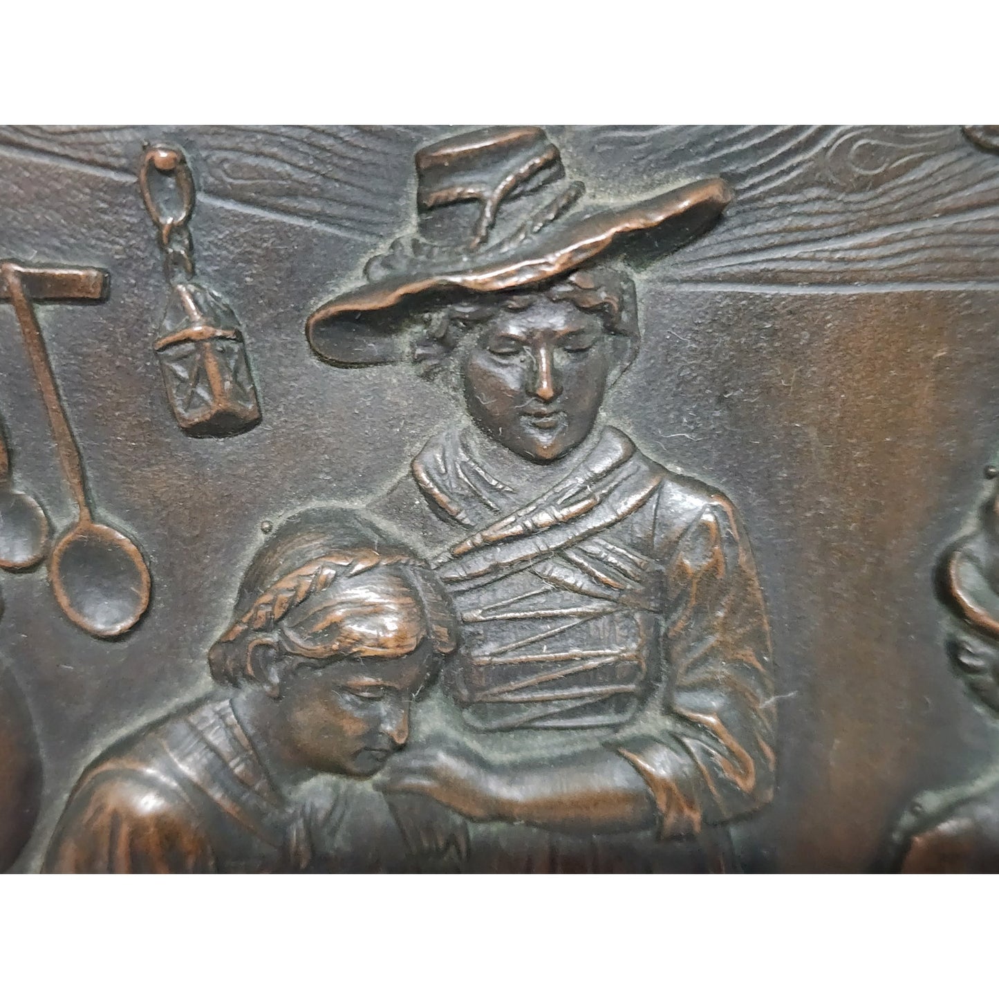 Vintage Embossed Copper Wall Art 8x5.75 Rustic Relief Panel w/ Hanger