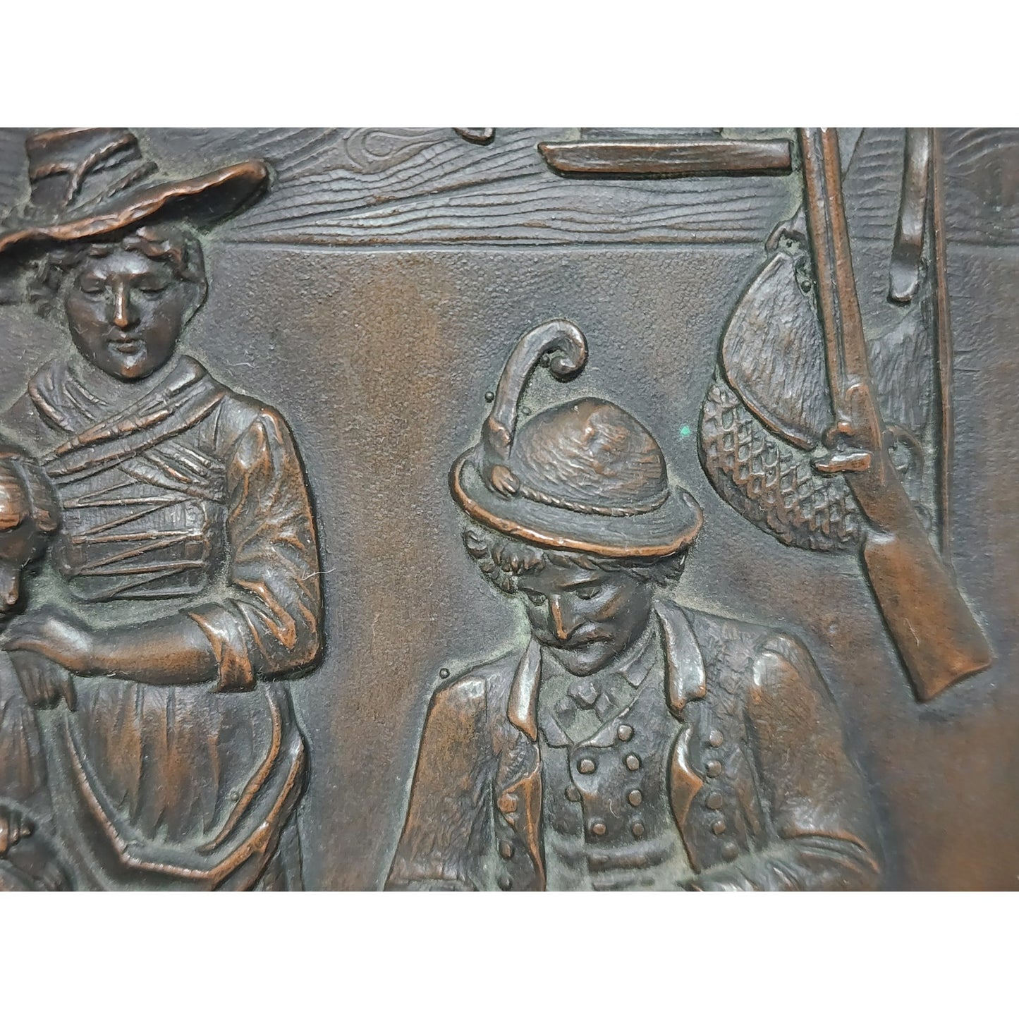 Vintage Embossed Copper Wall Art 8x5.75 Rustic Relief Panel w/ Hanger