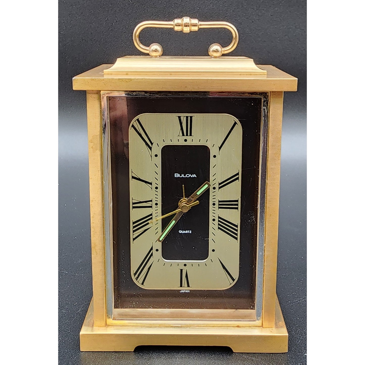 Vintage Bulova Brass Quartz Alarm Clock Japan – Carriage Style, Tested & Working