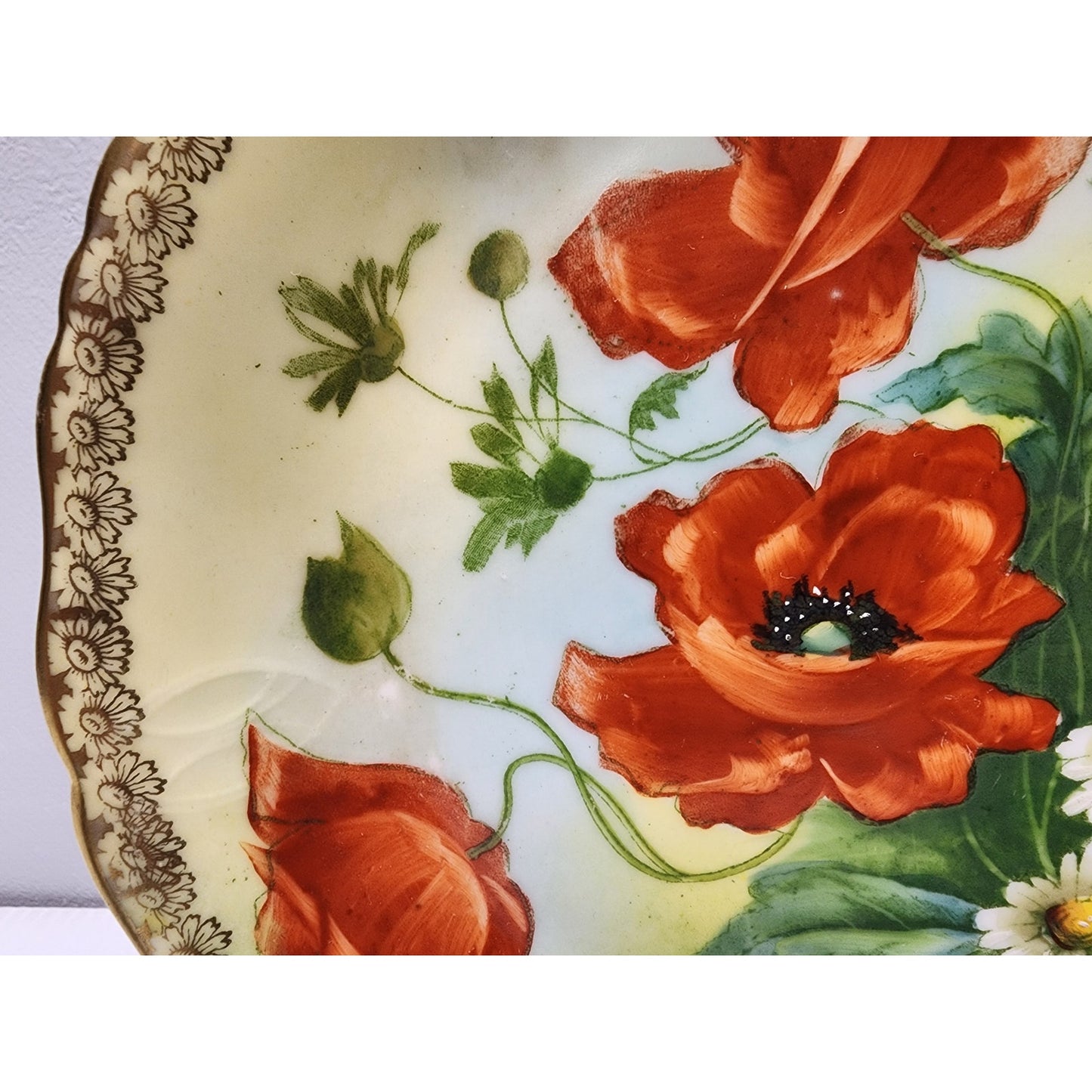 Antique R.S. Prussia Crown B Hand Painted Plate Signed Scharf 8.5" GoldGilt RARE