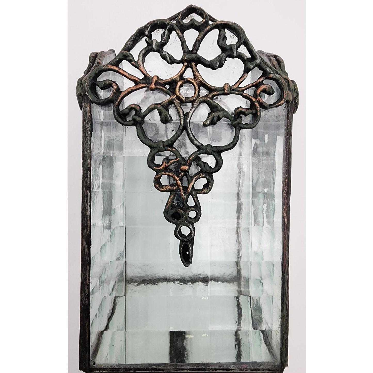 Vintage Brass & Textured Glass Votive Candle Holder w/ Mirrored Base – 6.5" Tall