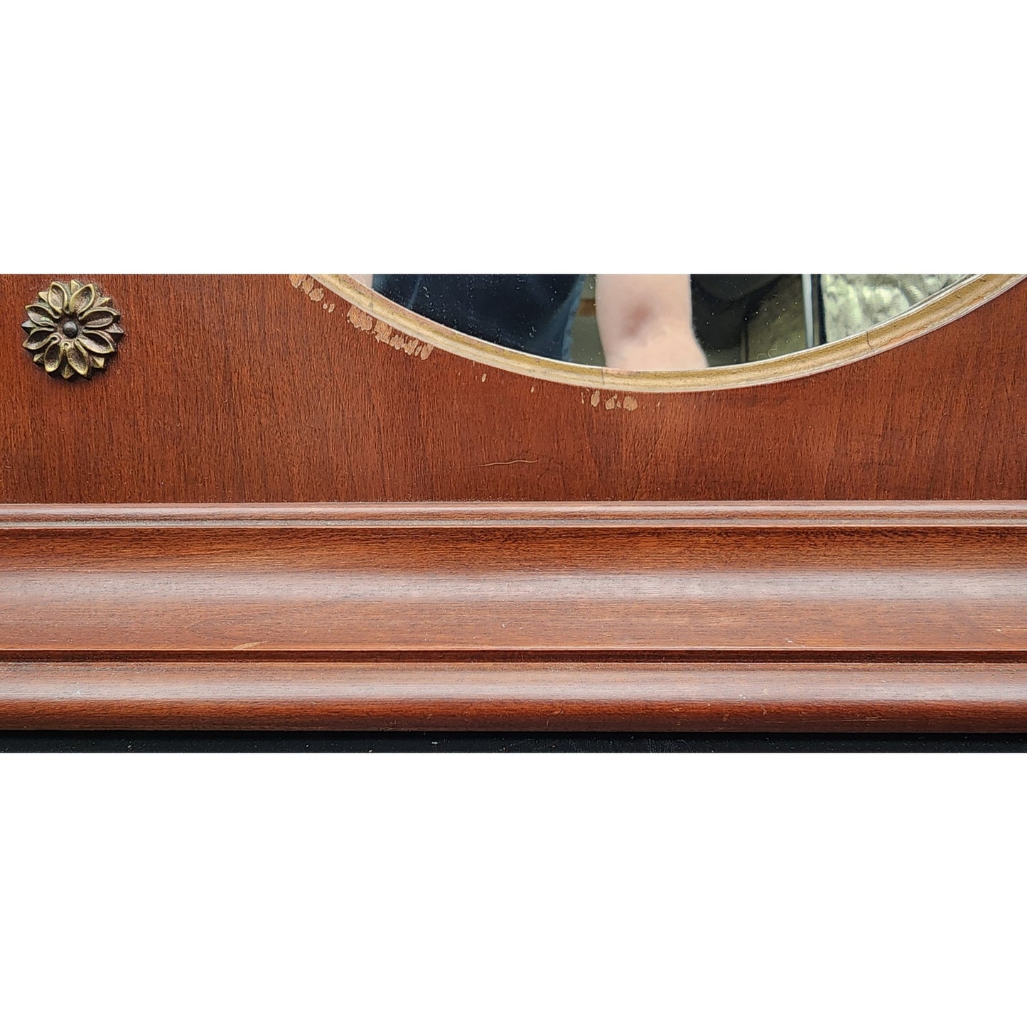 Vintage Willett Wildwood Cherry Hardwood Framed Oval Mirror Brass Accents 17x19