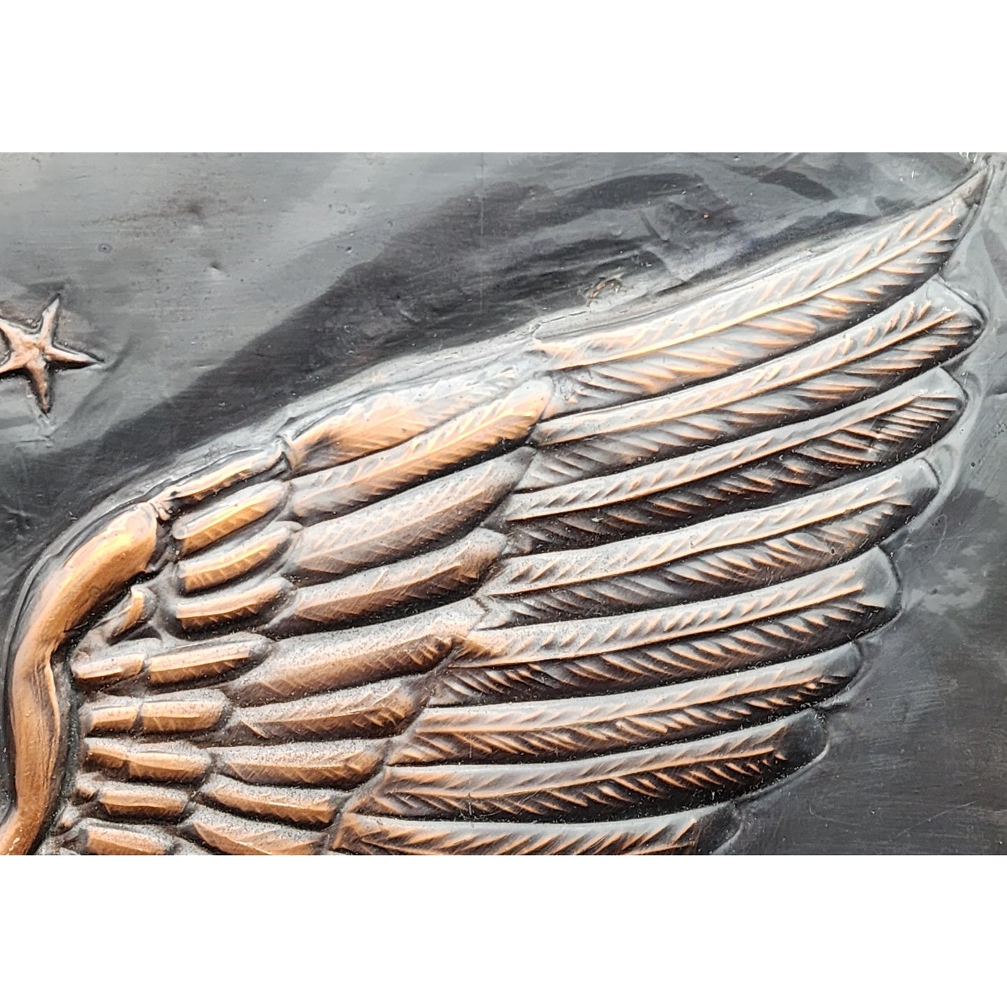 Vintage Embossed Copper Eagle Art 19x11 Patriotic Handmade Metal Wall Panel