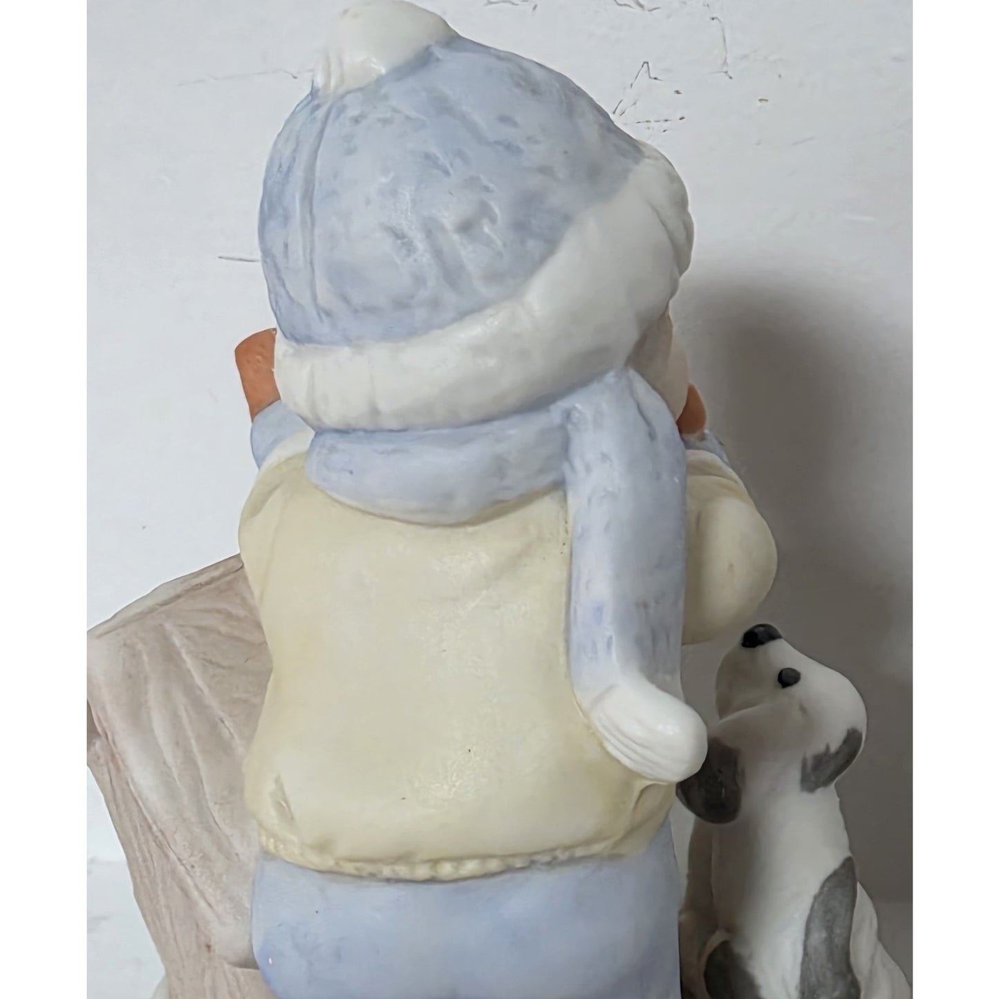 Vintage Boy & Dog Christmas Music Box Rotating Porcelain Figurine