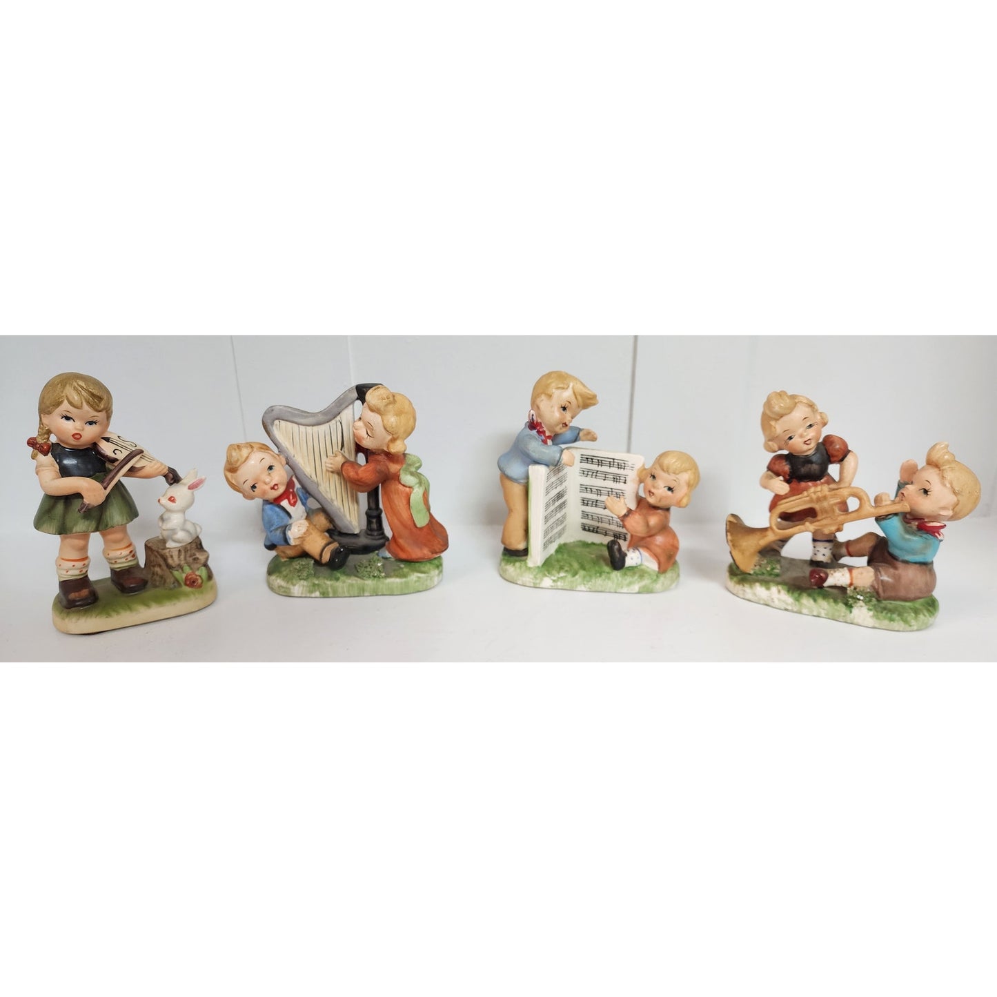 Vintage Royal Crown Japan Porcelain Musical Children Figurines 4 Set HandPainted