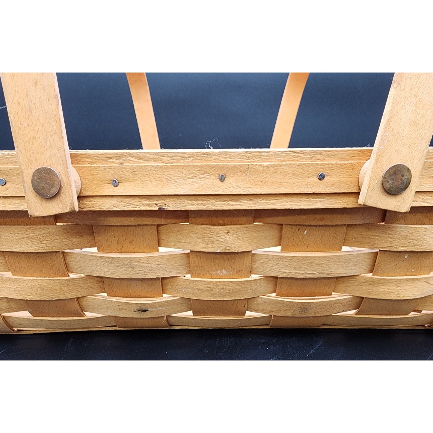 1998 Longaberger Handwoven Market Basket Signed w/ Handles – 14.25" x 9.75"