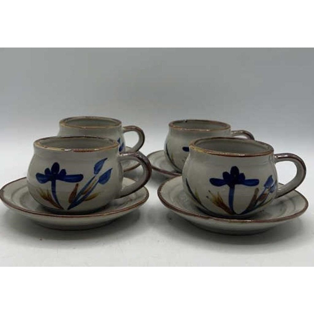 Vintage Stoneware Japanese Style Coffee Tea Set 11 Piece Hand Painted