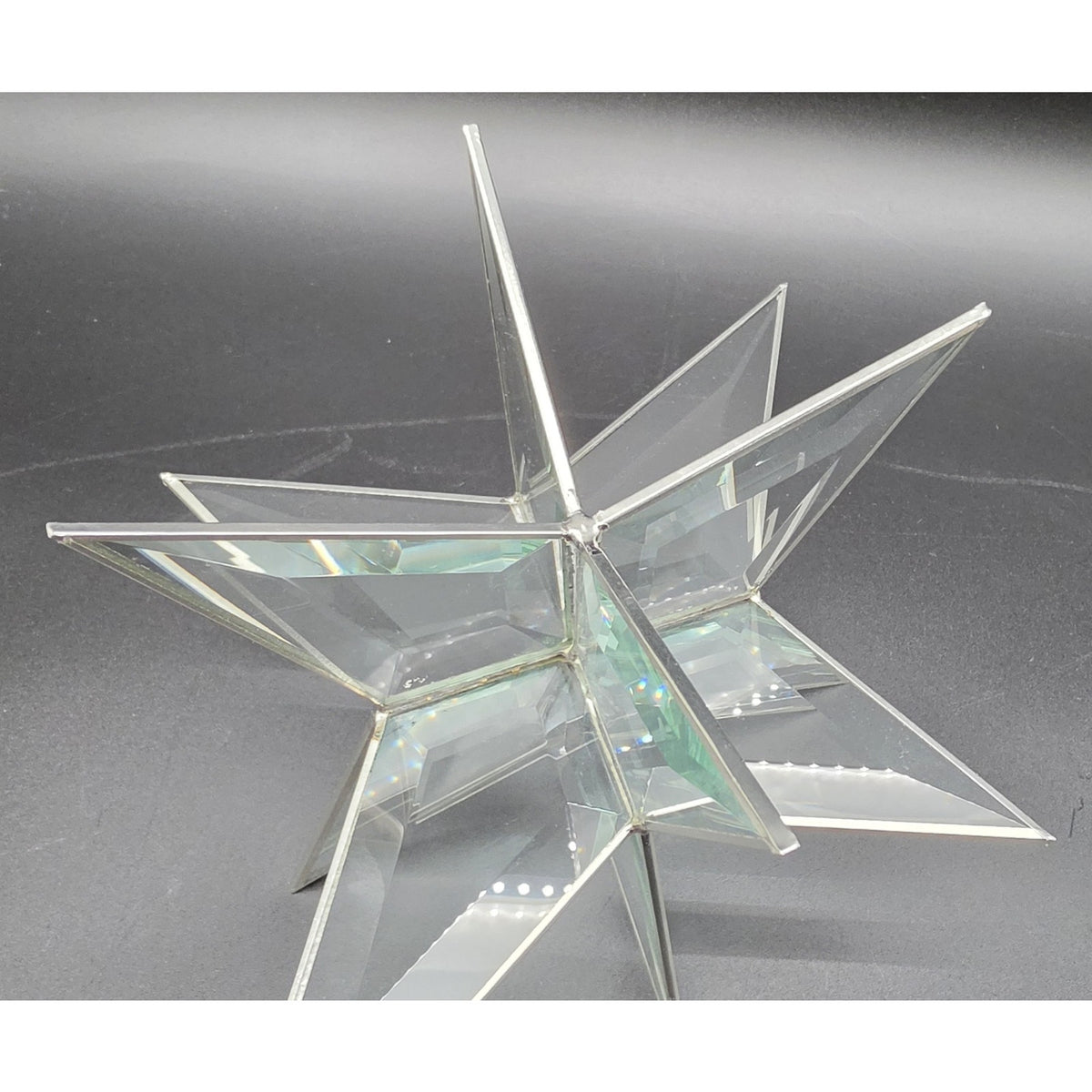 Vintage Artique Lexington Beveled Jade Glass 3D Moravian Star Suncatcher Boxed