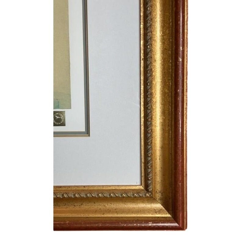 Ronald David Thompson Watercolor Still Life Flowers & Oranges Ornate Gold Frame