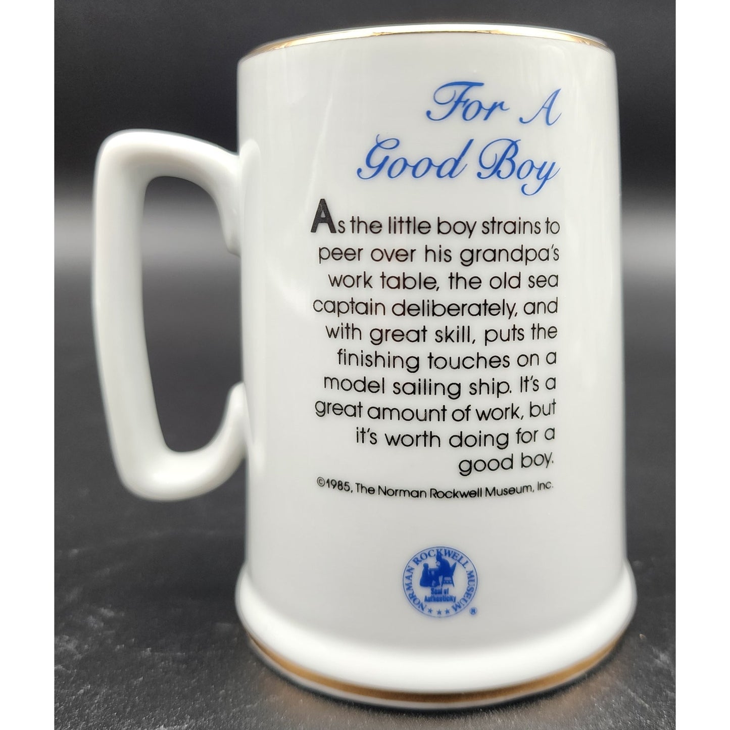 1985 Norman Rockwell Seafarers Tankard Set of 4 w/ Boxes Japan 22K Gold by LJS