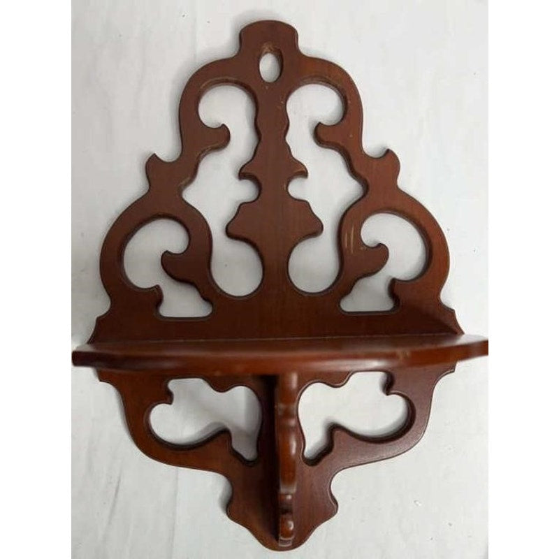 Vintage Butler Scroll Cut Wood Wall Shelf C101 – Ornate 13" Hanging Display